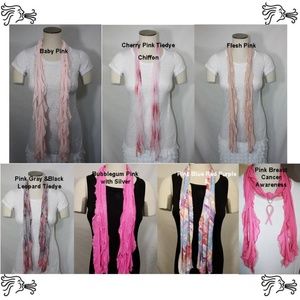 Pink Solid and Patterned Scarf  Accessory